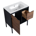 30 Inch Freestanding Bathroom Vanity With Gel Sink, Soft Closing Door And 2 3 Soft Closing Drawers 1 Brown Ebony 1 Bathroom Freestanding Modern Plywood