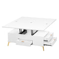 Modern Lift Top Coffee Table Multi Functional Table With Drawers In White White Mdf Steel
