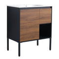 30 Inch Freestanding Bathroom Vanity With Gel Sink, Soft Closing Door And 2 3 Soft Closing Drawers 1 Brown Ebony 1 Bathroom Freestanding Modern Plywood