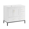 Bathroom Vanity White Solid Wood Mdf