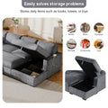 U Shaped Corduroy Combination Corner Sofa With Storage Lounge Chair, 6 Seater Oversized Sofa, With Usb Interfaces,Suitable For Living Room, Office, And Spacious Space Gray Polyester 6 Seat