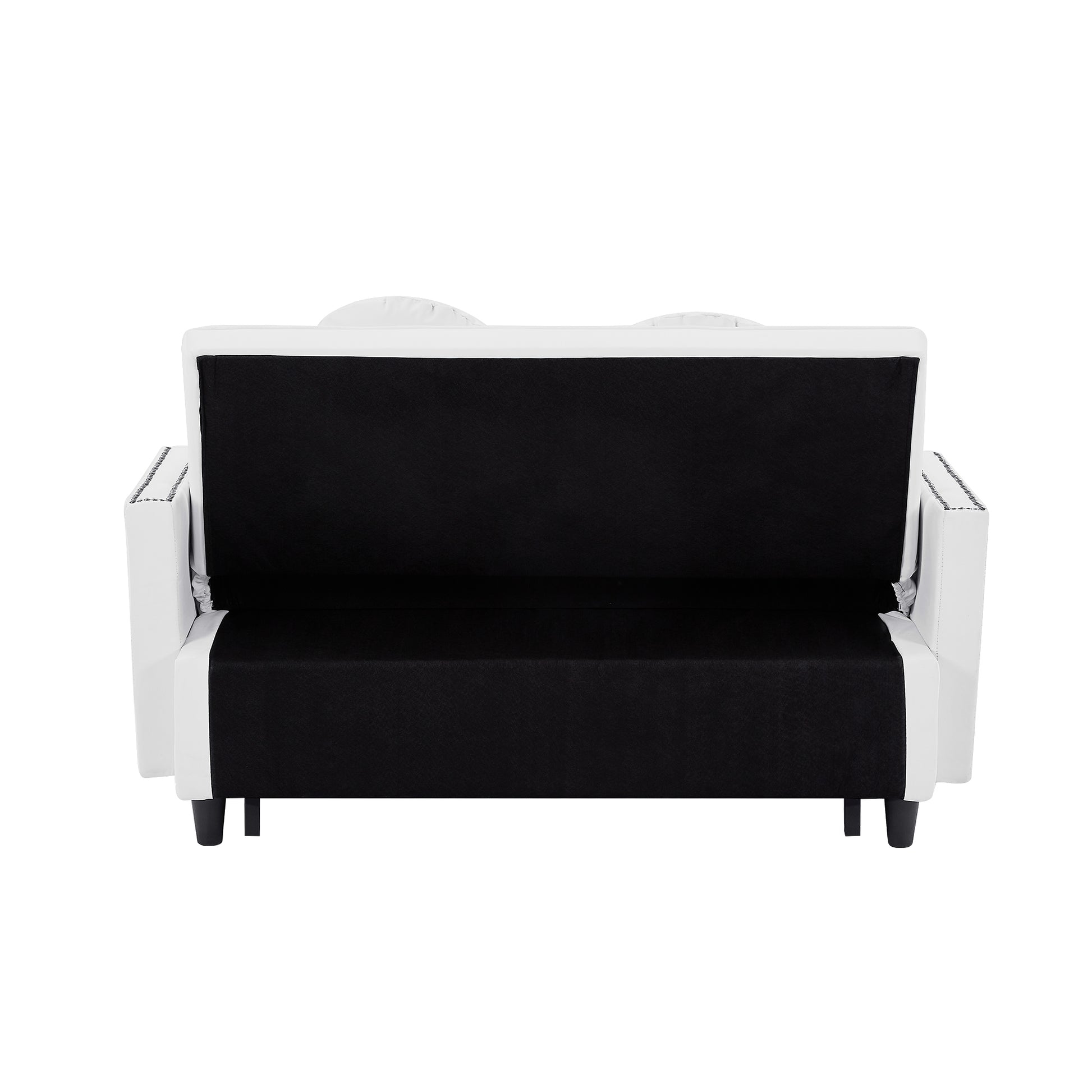 54.7" Multiple Adjustable Positions Sofa Bed Stylish Sofa Bed With A Button Tufted Backrest, Two Usb Ports And Four Floral Lumbar Pillows For Living Room, Bedroom,Or Small Space, Beige Beige Foam Polyester 2 Seat