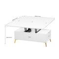 Modern Lift Top Coffee Table Multi Functional Table With Drawers In White White Mdf Steel