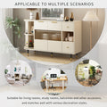 Rotating Storage Cabinet With 2 Doors And 2 Drawers, Suitable For Living Room, Study, And Balcony 1 2 Shelves Beige Mdf