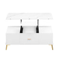 Modern Lift Top Coffee Table Multi Functional Table With Drawers In White White Mdf Steel