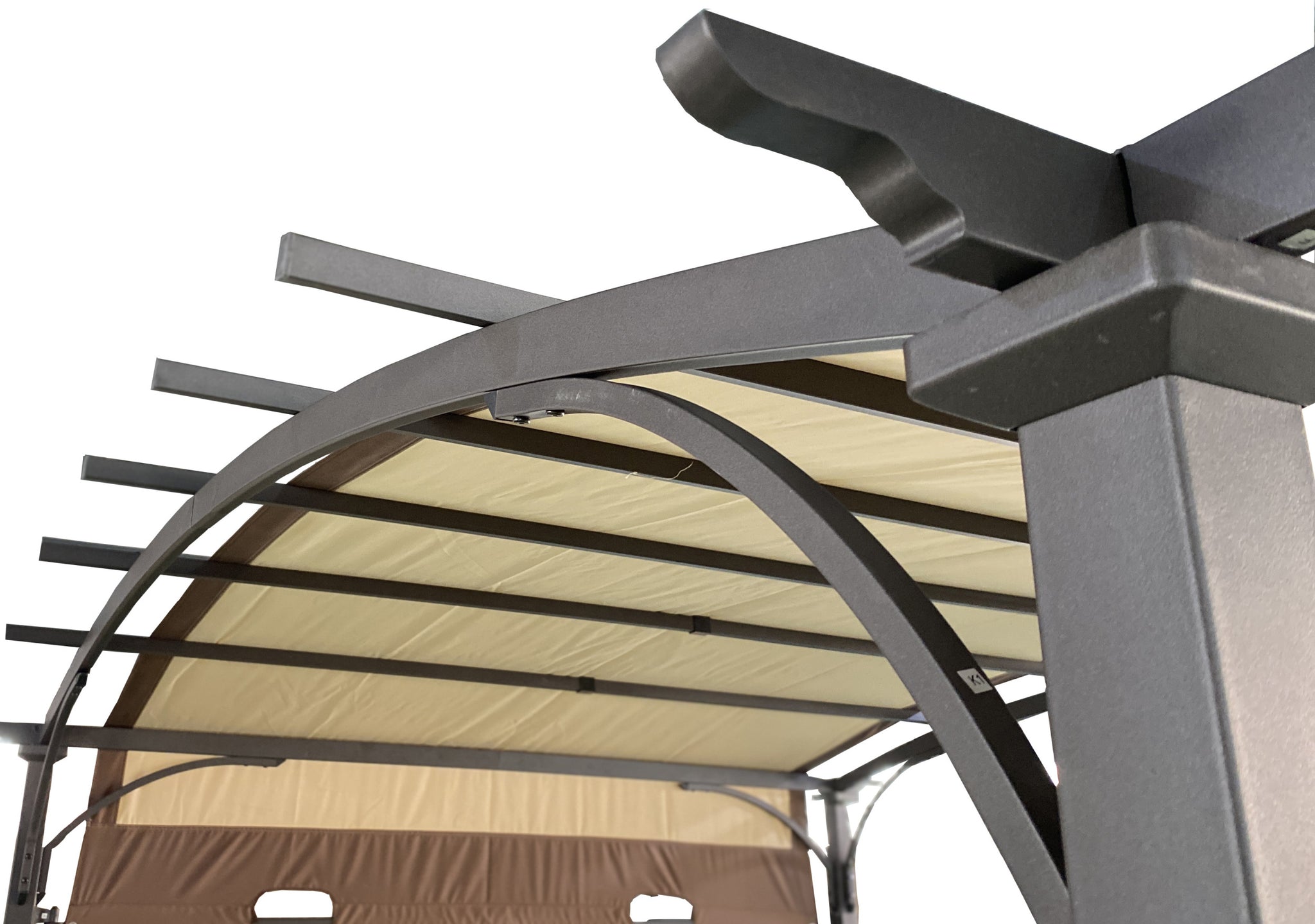 11 x 9 Ft Outdoor Pergola Retractable Shade Canopy beige-metal