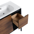 30 Inch Freestanding Bathroom Vanity With Gel Sink, Soft Closing Door And 2 3 Soft Closing Drawers 1 Brown Ebony 1 Bathroom Freestanding Modern Plywood