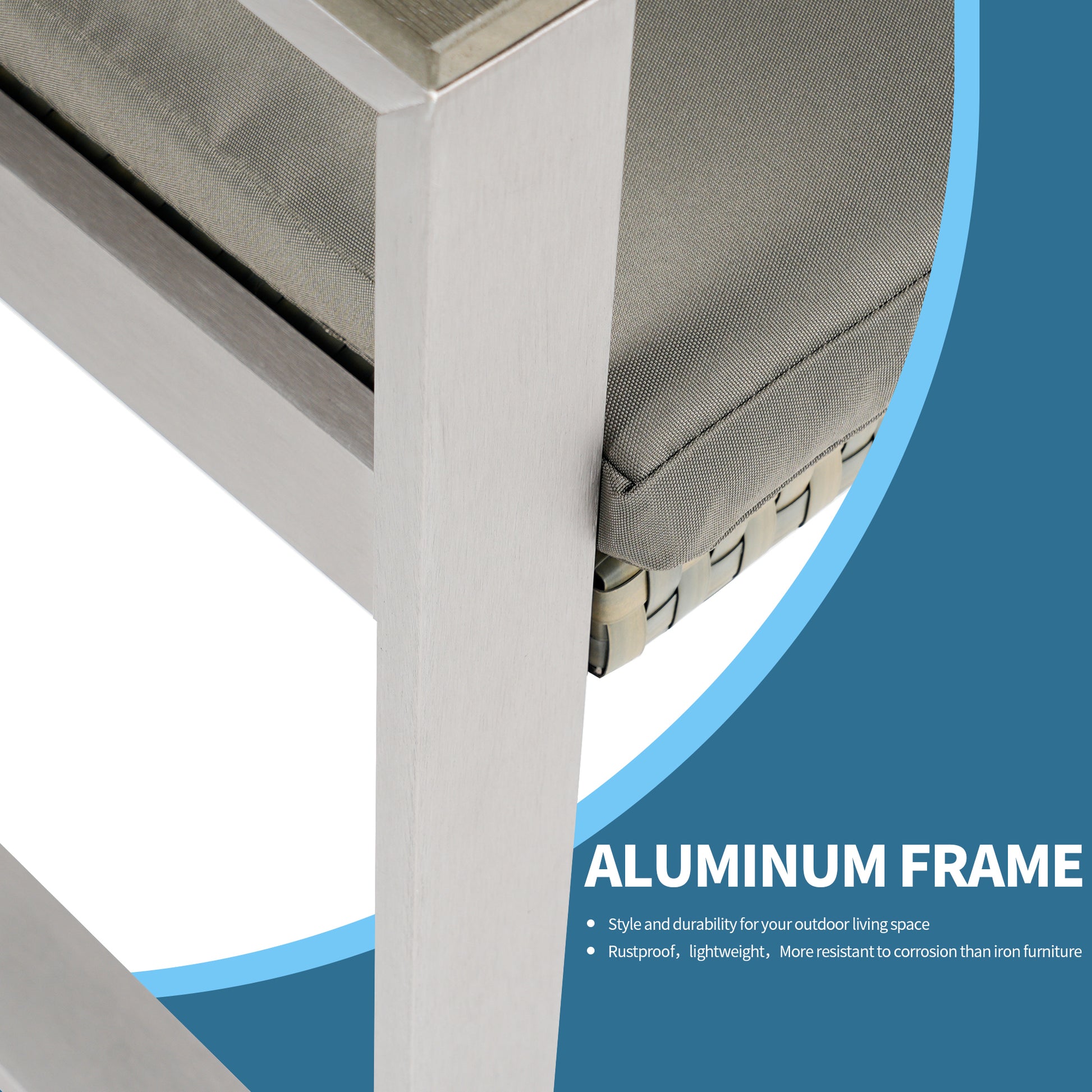 Aluminum And Rattan Modern 4 Piece Sofa Seating Group For Patio Garden Outdoor Yes Complete Patio Set Gray Silver Mildew Resistant Frame Fade Resistant Cushion Garden & Outdoor Modern Complete Patio Sets Aluminium Aluminium