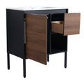 30 Inch Freestanding Bathroom Vanity With Gel Sink, Soft Closing Door And 2 3 Soft Closing Drawers 1 Brown Ebony 1 Bathroom Freestanding Modern Plywood