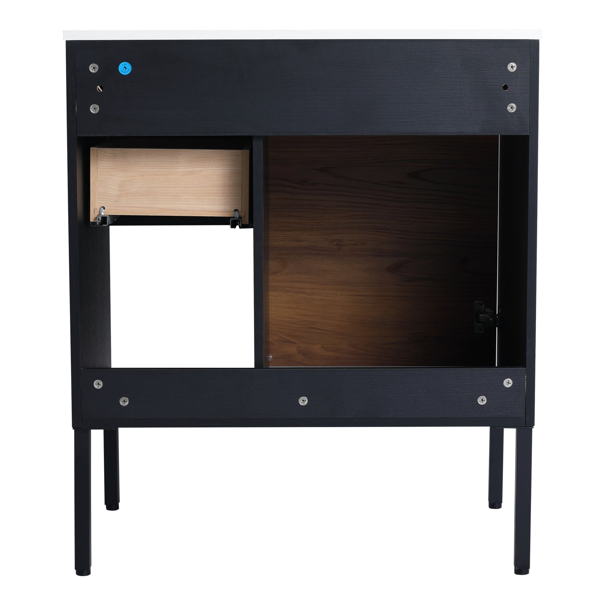 30 Inch Freestanding Bathroom Vanity With Gel Sink, Soft Closing Door And 2 3 Soft Closing Drawers 1 Brown Ebony 1 Bathroom Freestanding Modern Plywood