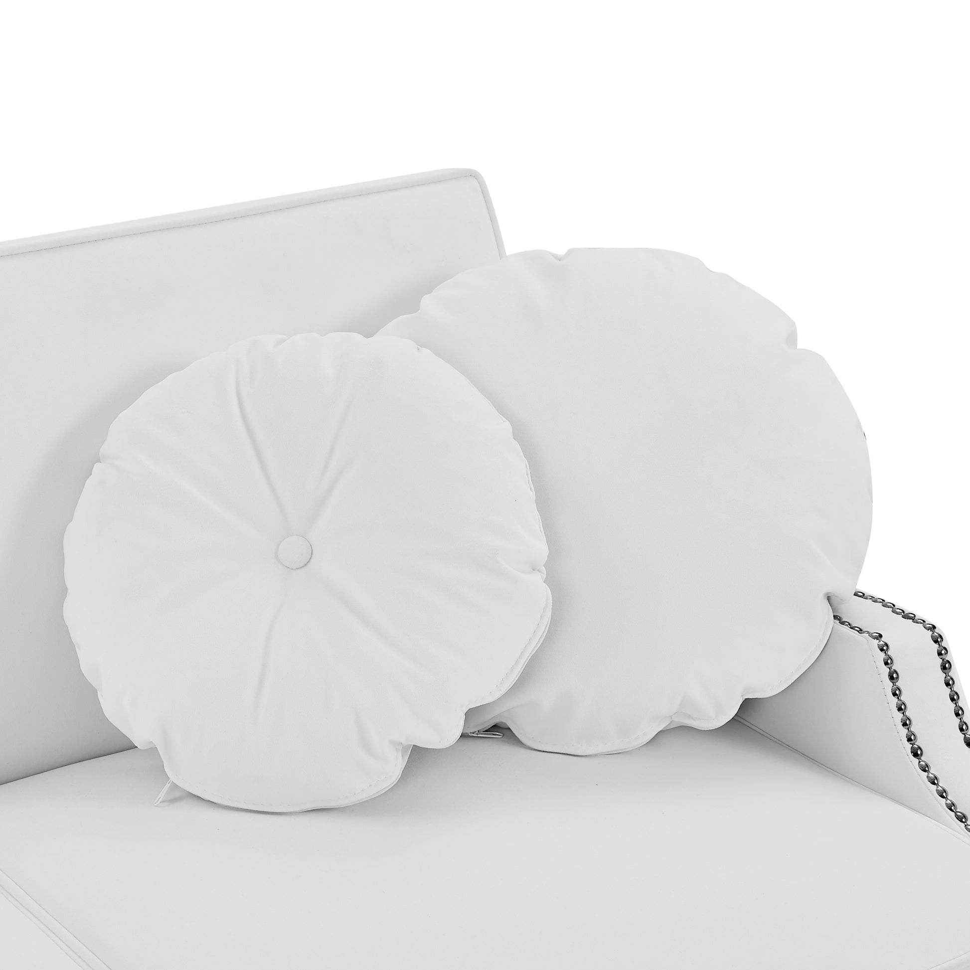 54.7" Multiple Adjustable Positions Sofa Bed Stylish Sofa Bed With A Button Tufted Backrest, Two Usb Ports And Four Floral Lumbar Pillows For Living Room, Bedroom,Or Small Space, Beige Beige Foam Polyester 2 Seat