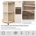 Rotating Storage Cabinet With 2 Doors And 2 Drawers, Suitable For Living Room, Study, And Balcony 1 2 Shelves Beige Mdf