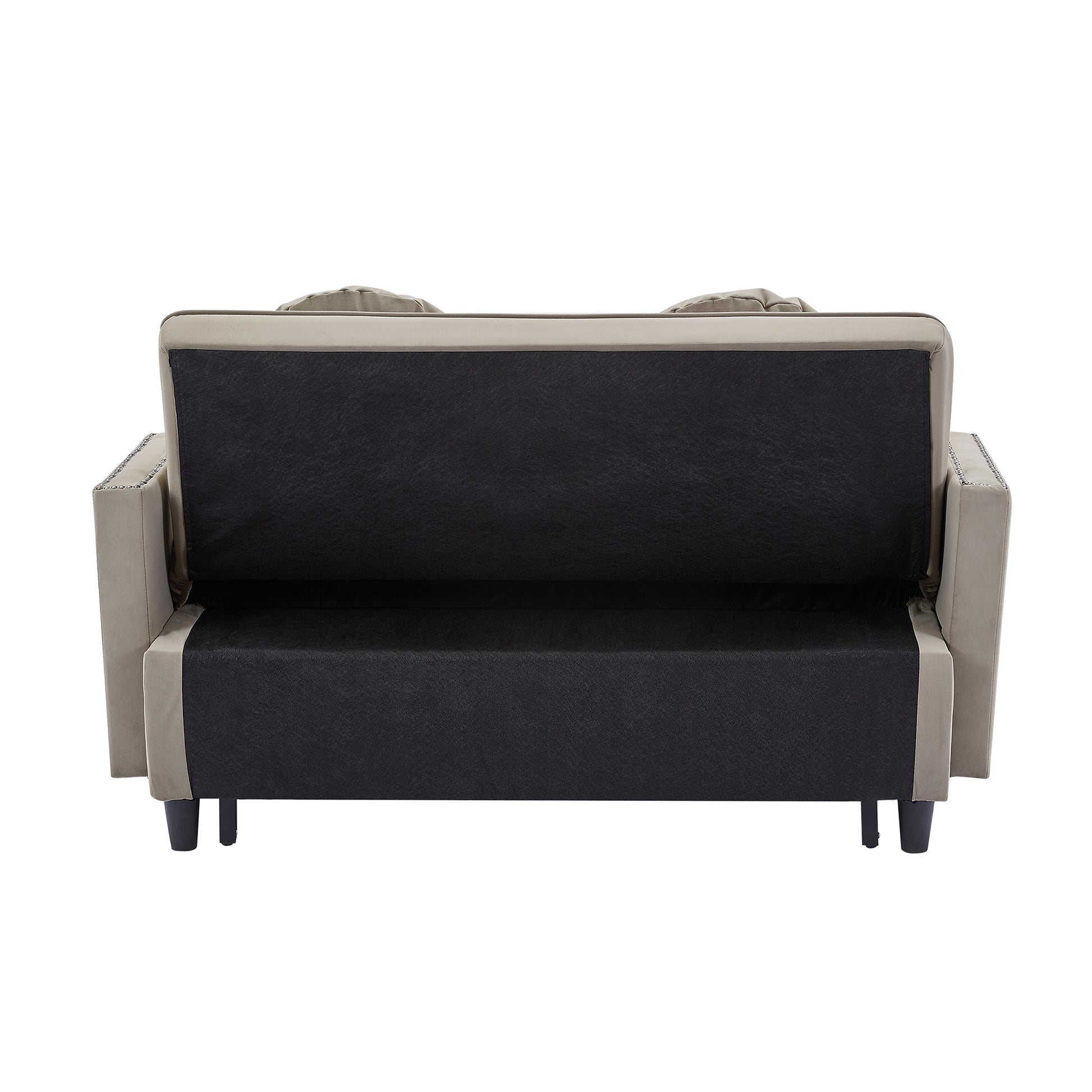 54.7" Multiple Adjustable Positions Sofa Bed Stylish Sofa Bed With A Button Tufted Backrest, Two Usb Ports And Four Floral Lumbar Pillows For Living Room, Bedroom,Or Small Space, Coffee Coffee Foam Polyester 2 Seat