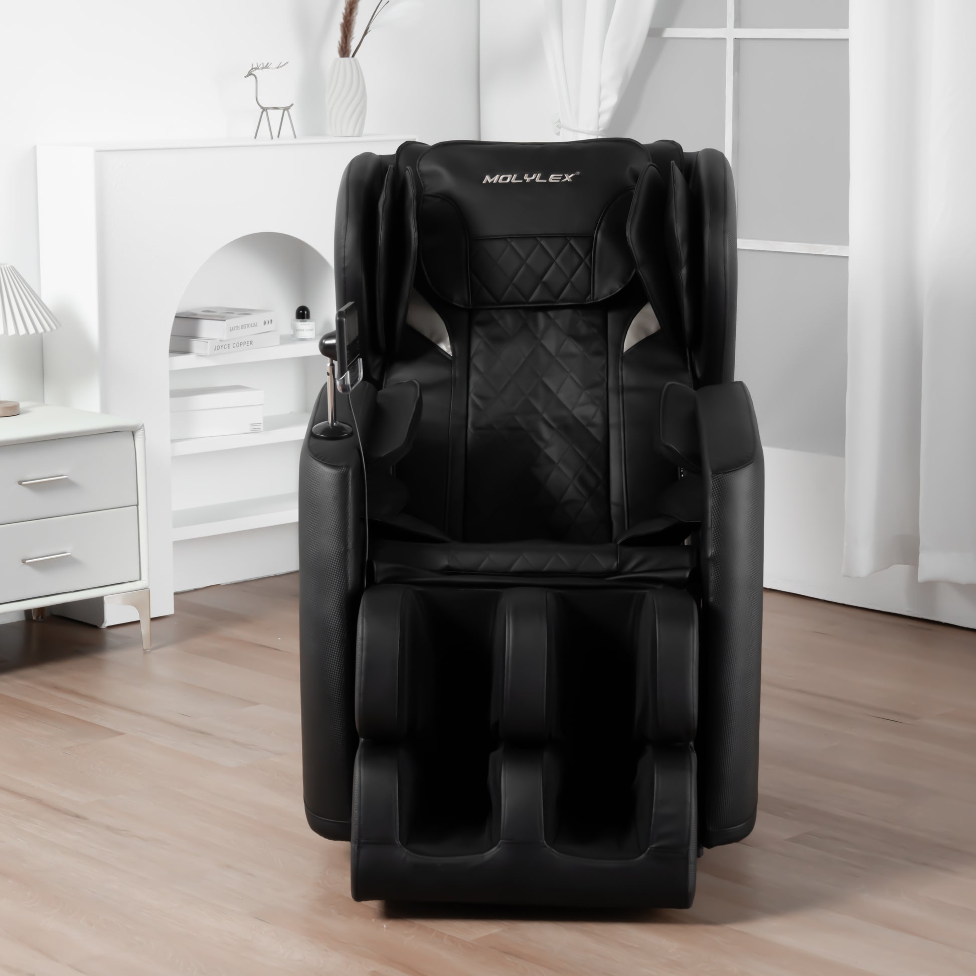 2024 Massage Chair Recliner With Zero Gravity With Full Body Air Pressure Black Pu Leather