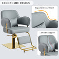 Elegant Barber Chair,Salon Chair for Hair Stylis,with gray pu-modern-metal