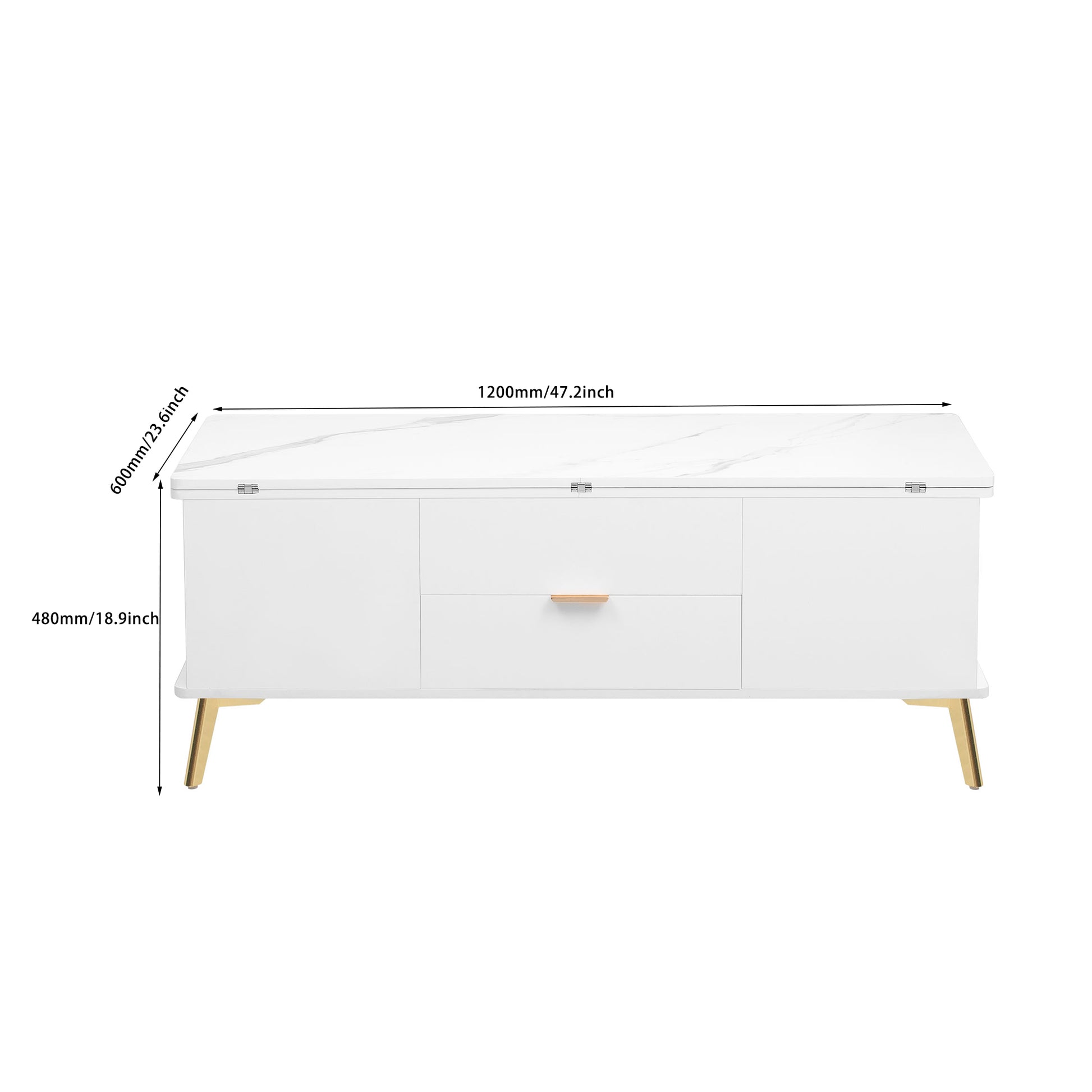 Modern Lift Top Coffee Table Multi Functional Table With Drawers In White White Mdf Steel