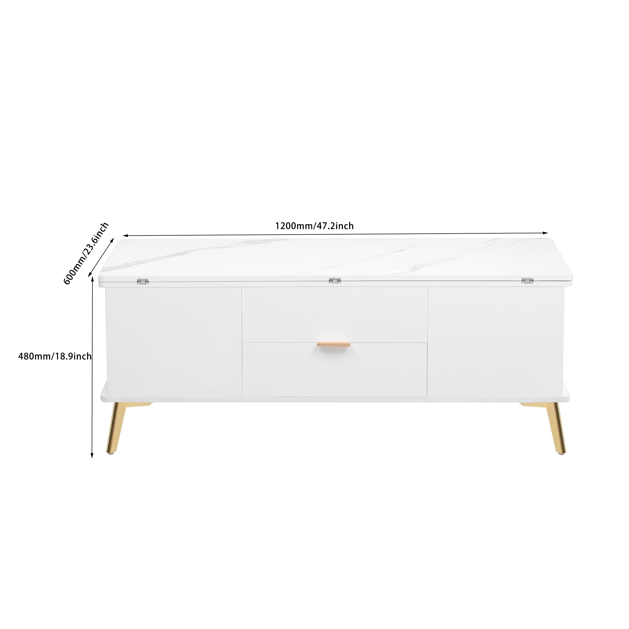 Modern Lift Top Coffee Table Multi Functional Table white-mdf+steel