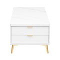 Modern Lift Top Coffee Table Multi Functional Table With Drawers In White White Mdf Steel