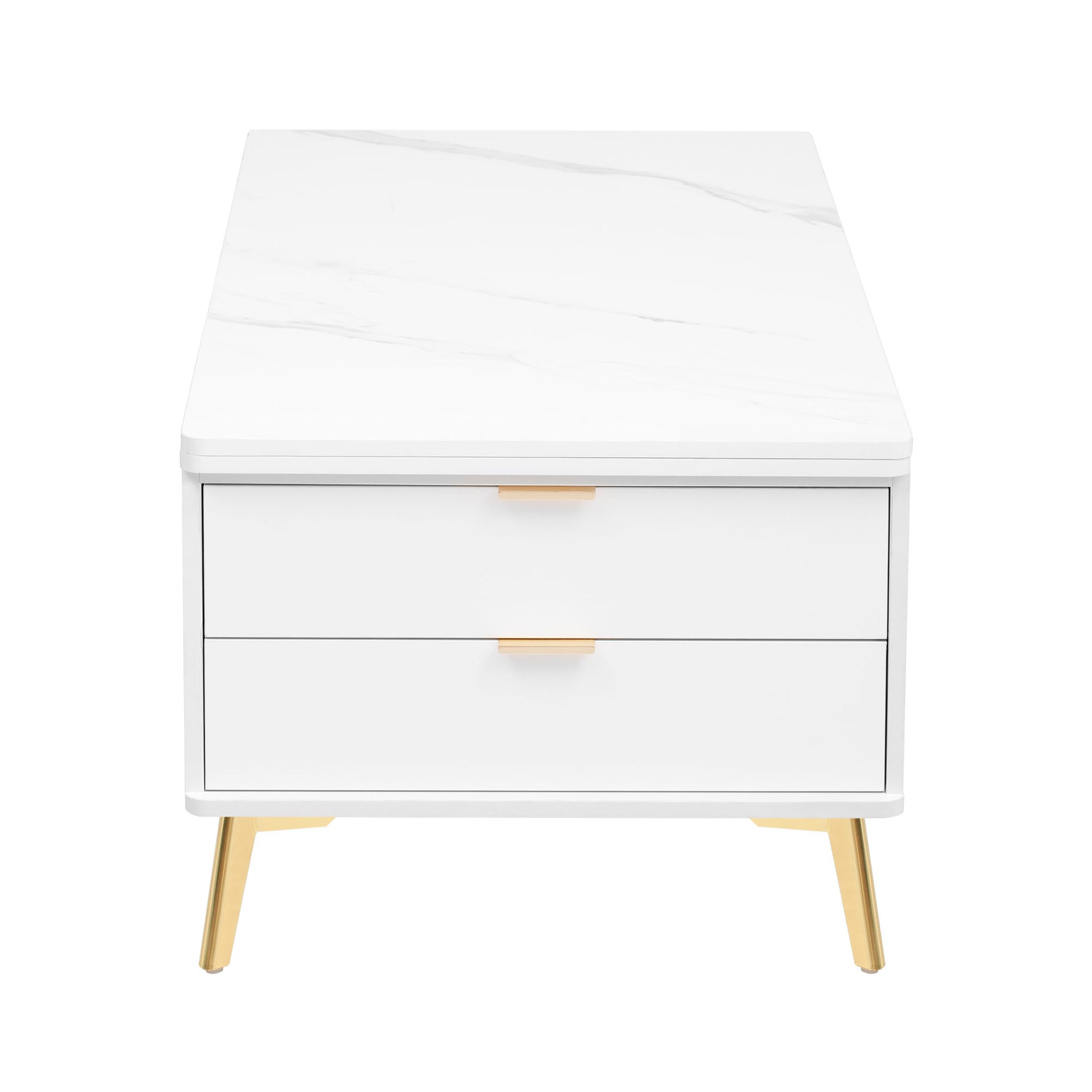 Modern Lift Top Coffee Table Multi Functional Table With Drawers In White White Mdf Steel