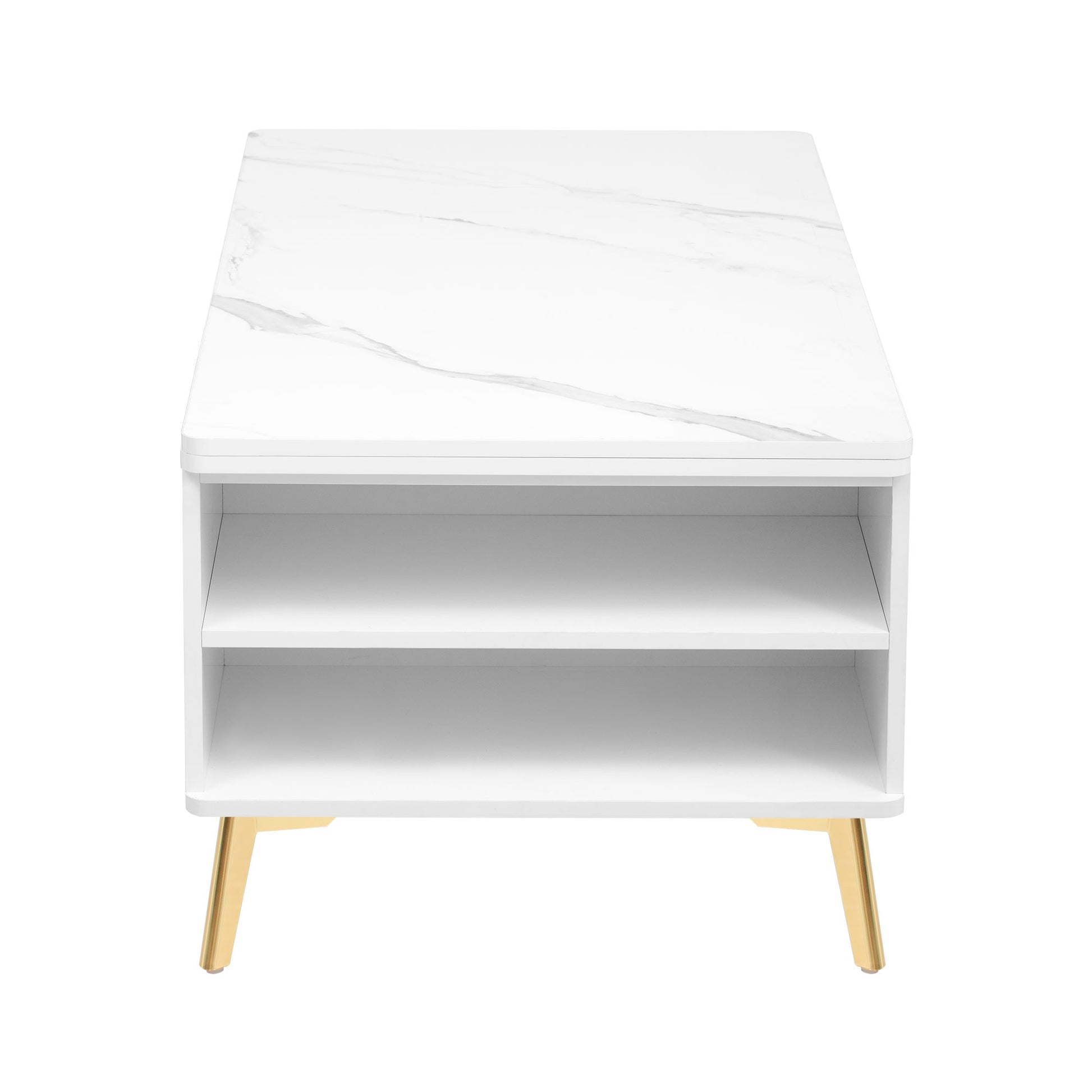 Modern Lift Top Coffee Table Multi Functional Table With Drawers In White White Mdf Steel