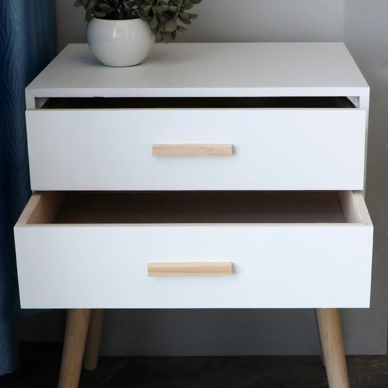 2 Drawers Storage Cabinet, Home Furniture For Living Room Bedroom White White Solid Wood Mdf