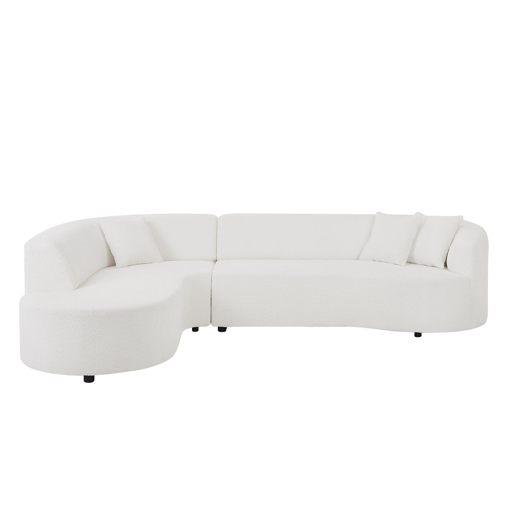 Modular Sectional Sofa With Left Chaises L Shaped Corner Comfy Upholstered Couch Living Room Furniture Sets.White White Boucle