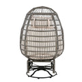 Outdoor Swivel Chair With Cushions, Rattan Egg Patio Chair With Rocking Function For Balcony, Poolside And Garden Grey Wicker Beige Cushion Beige Grey Wicker