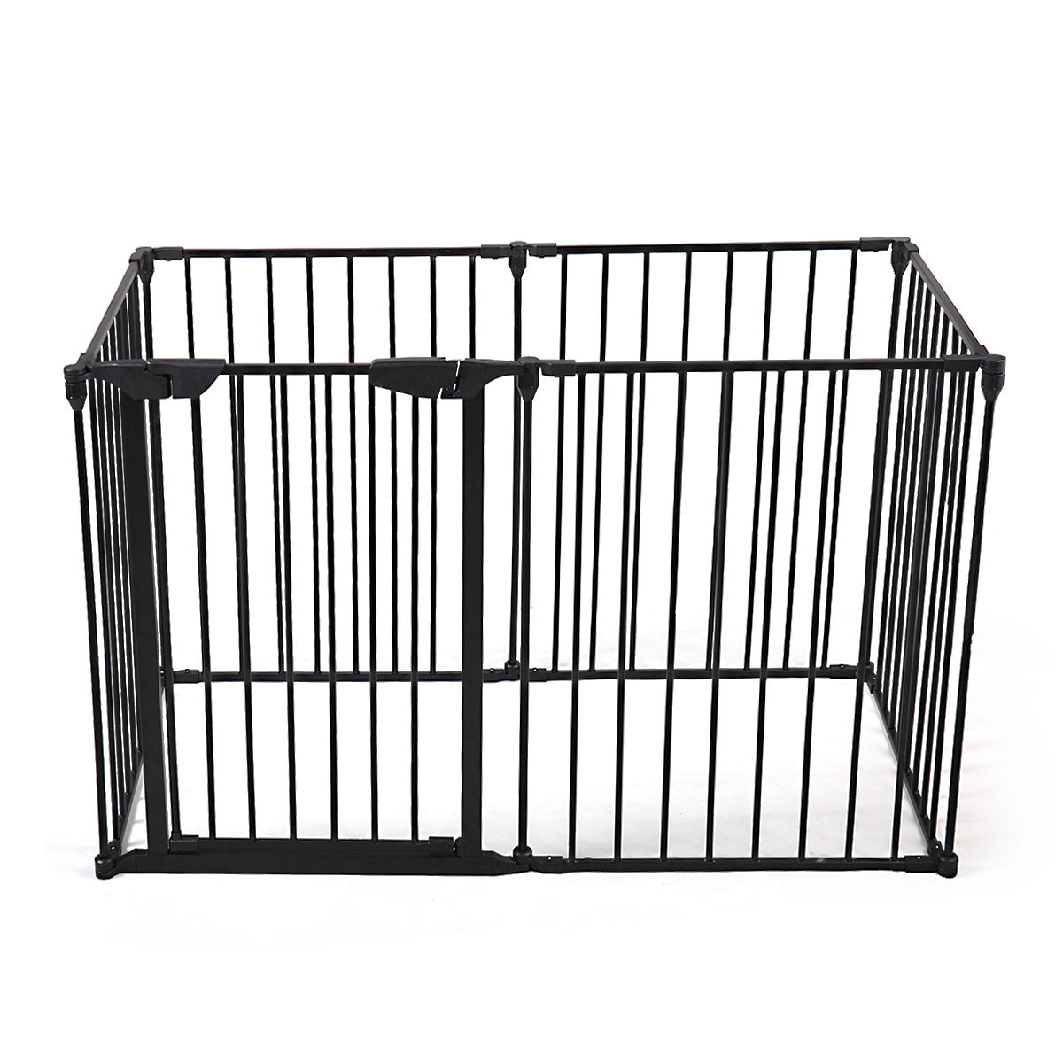 146" Extra Wide Baby Gate, 6 Panel Baby Pet Playpen, Fireplace Safety Fence, Foldable Barrier Gate, Black Black Metal