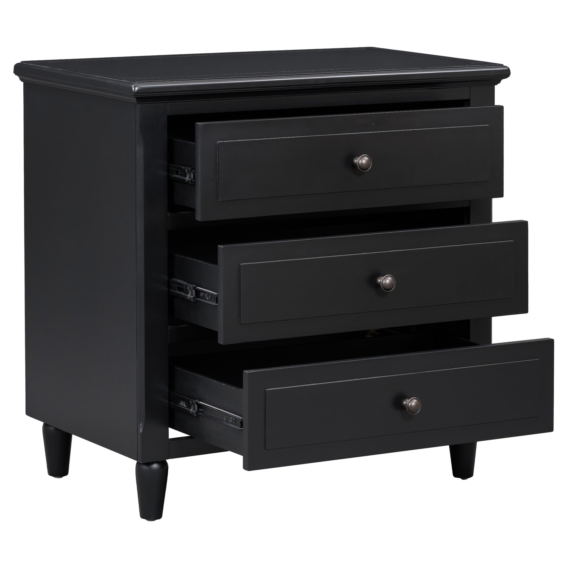 3 Drawer Nightstand Storage Wood Cabinet As Same As Wf297663Aab Black 3 Drawers Mdf