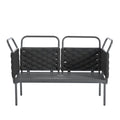 5 Piece Modern Patio Sectional Sofa Set Outdoor Woven Rope Furniture Set With Glass Table And Cushions, Black Gray Yes Sectional Grey Black Weather Resistant Frame Water Resistant Cushion Garden & Outdoor Modern Sectional Seating Groups Foam Woven Rope