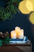 Set Of 3 Flickering Ivory Led Candles With Remote Timer, L:D3X6
