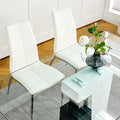 Modern Style Glass Table, Pu Fabric Chair Electroplated Chair Legs, Solid Support Base, Furniture Made Of Selected Materials To Highlight Fashion, Suitable For Living Room Use Set Of 5 White Mdf Metal