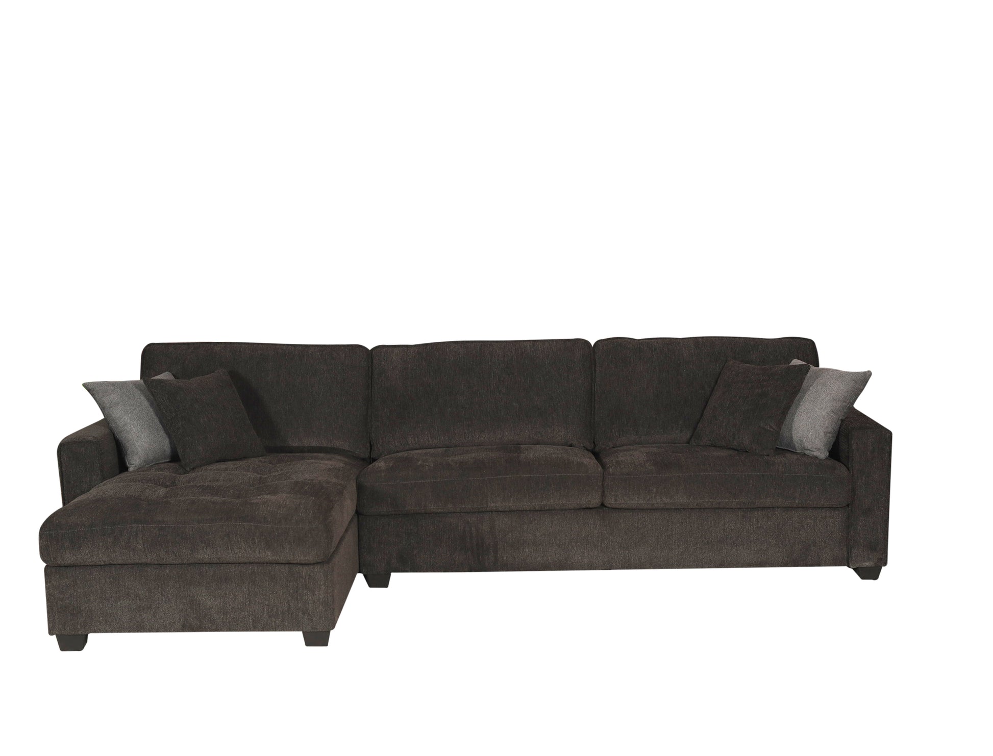 Polaris Black Fabric 125" Wide Reversible Sectional Sofa Black Chenille