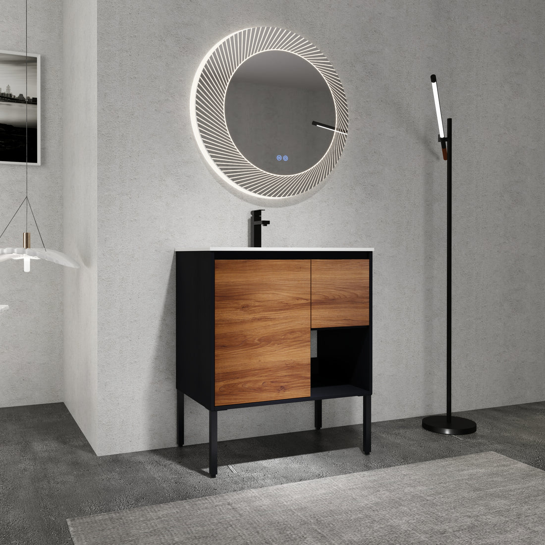 30 Inch Freestanding Bathroom Vanity With Gel Sink, Soft Closing Door And 2 3 Soft Closing Drawers 1 Brown Ebony 1 Bathroom Freestanding Modern Plywood