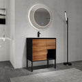 30 Inch Freestanding Bathroom Vanity With Gel Sink, Soft Closing Door And 2 3 Soft Closing Drawers 1 Brown Ebony 1 Bathroom Freestanding Modern Plywood