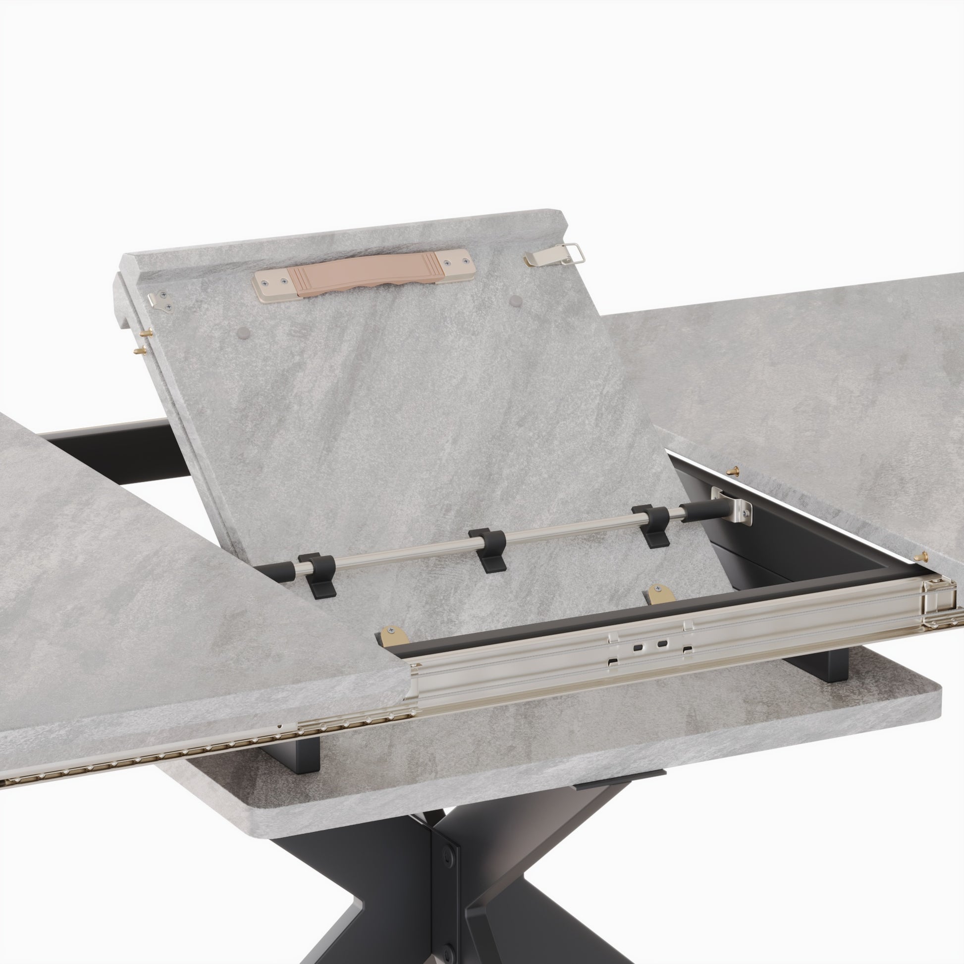 Scalable Dining Table Table Set For 6 8 Person For Dining Room,C Shaped Tube Soft Padded Armless Dining Chairs And Very Large Dining Room Table Kitchen Table Chair Set With Metal Legs Grey Mdf Metal