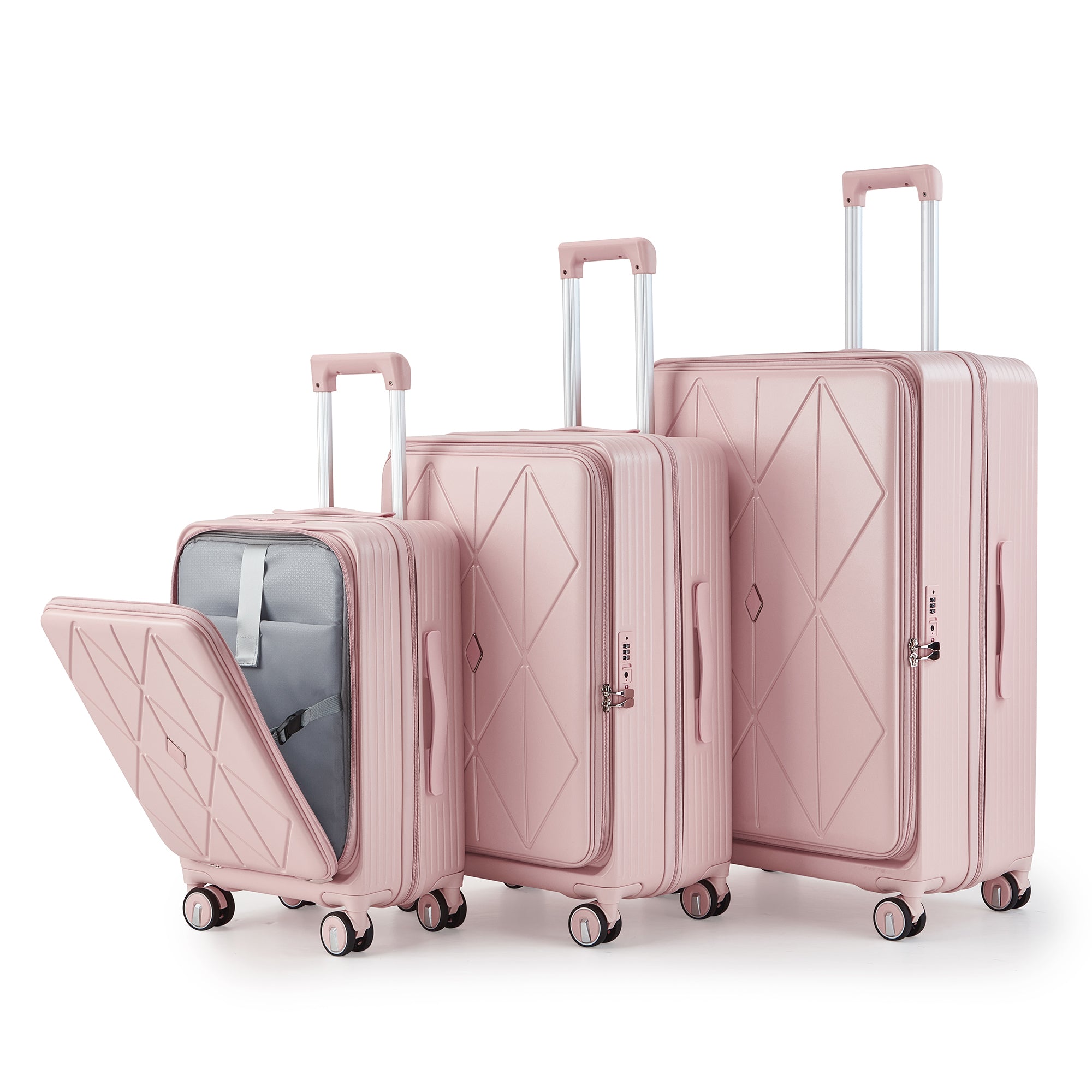 Luggage Sets 3 Piece 20 24 28 , Expandable Carry On pink-pc