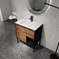 30 Inch Freestanding Bathroom Vanity With Gel Sink, Soft Closing Door And 2 3 Soft Closing Drawers 1 Brown Ebony 1 Bathroom Freestanding Modern Plywood