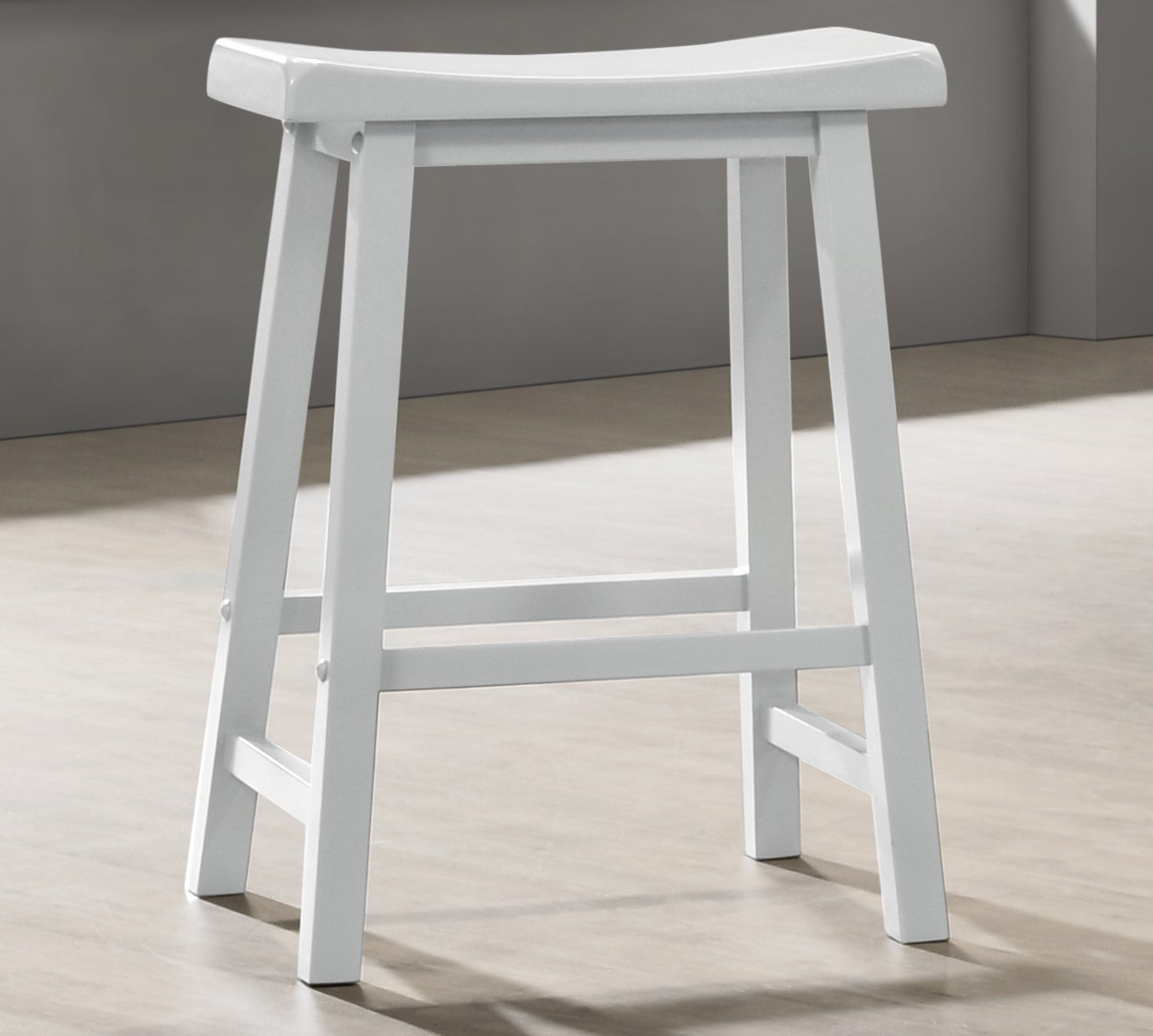 Set Of 2 Alonzo White Backless Ergonomic 17.5" Counter Height Stool White Wood