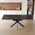 Scalable Dining Table Table Set For 6 8 Person For Dining Room,Curved Backrest Round Upholstered Soft Padded Armless Dining Chairs And Very Large Dining Room Table Kitchen Table Chair Set Black White Mdf Metal