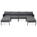 6 Pieces Aluminum Patio Furniture Set, Modern Metal Outdoor Conversation Set Sectional Sofa With Removable Olefin Extra Thick Cushions 5.9
