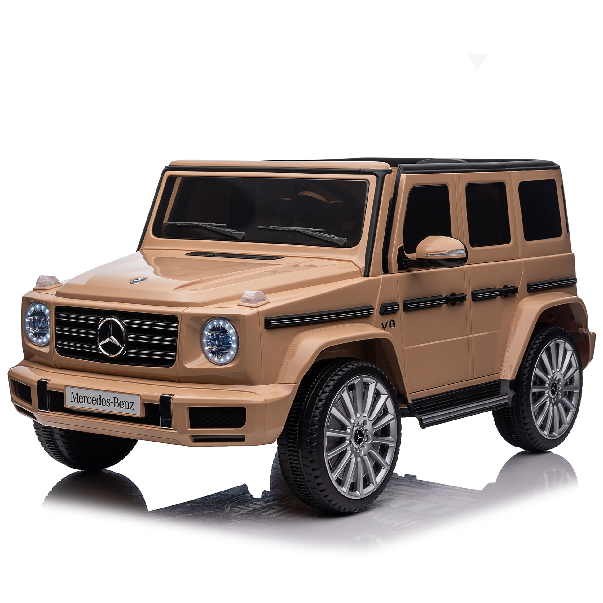Licensed Mercedes Benz G500,24V Kids Ride On Toy 2.4G W Parents Remote Control,Electric Car For Kids,Three Speed Adjustable,Power Display, Usb,Mp3 ,Bluetooth,Led Light,Three Point Safety Belt Yellow Plastic