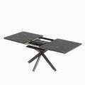 Extendable Dining Table Table Set for 6 8 Person for black+ gray-mdf+metal