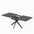 Scalable Dining Table Table Set For 6 8 Person For Dining Room,Curved Backrest Round Upholstered Soft Padded Armless Dining Chairs And Very Large Dining Room Table Kitchen Table Chair Set Black White Mdf Metal
