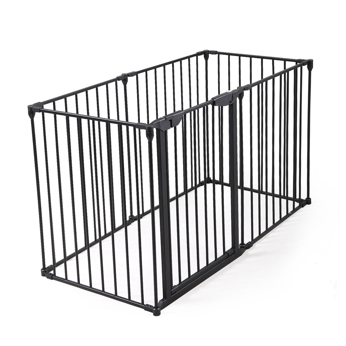 146" Extra Wide Baby Gate, 6 Panel Baby Pet Playpen, Fireplace Safety Fence, Foldable Barrier Gate, Black Black Metal