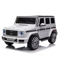 Licensed Mercedes Benz G500,24V Kids Ride On Toy 2.4G W Parents Remote Control,Electric Car For Kids,Three Speed Adjustable,Power Display, Usb,Mp3 ,Bluetooth,Led Light,Three Point Safety Belt White Plastic