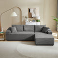 L Shape Sectional Sofa Corduroy Couches Modular Sectional Living Room Sofa Set Upholstered Sleeper Sofa For Living Room, Bedroom, Salon, Including Bottom Frame .Grey Gray Corduroy 3 Seat