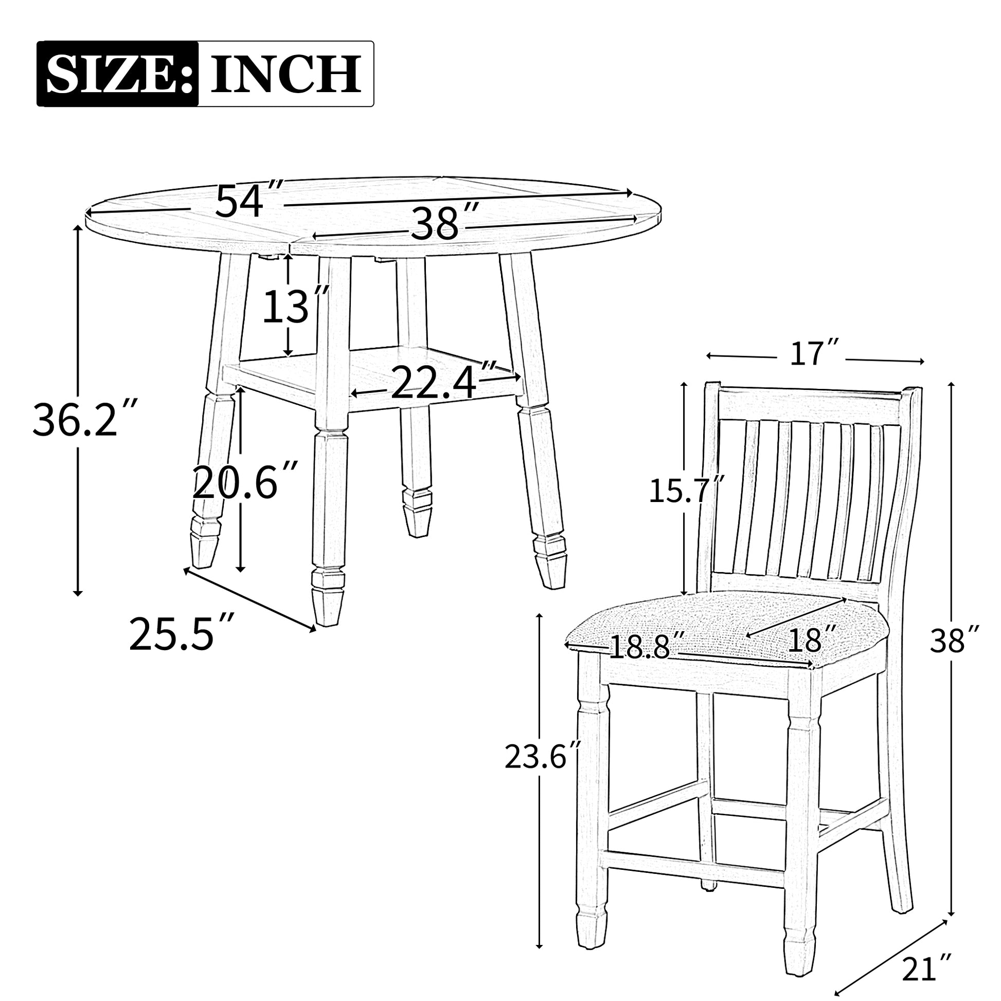 5 Piece Counter Height Dining Table Set In 2 Table Sizes With 4 Folding Leaves And 4 Upholstered Chairs For Dining Room Gray Beige Cushion Upholstered Chair Wood Gray Beige Seats 4 Wood Dining Room Drop Leaf Folding American Traditional,Antique Acacia 4