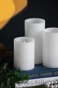 Set Of 3 White Led Candles With Remote Timer, L:D3X6