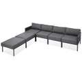 6 Pieces Aluminum Patio Furniture Set, Modern Metal Outdoor Conversation Set Sectional Sofa With Removable Olefin Extra Thick Cushions 5.9